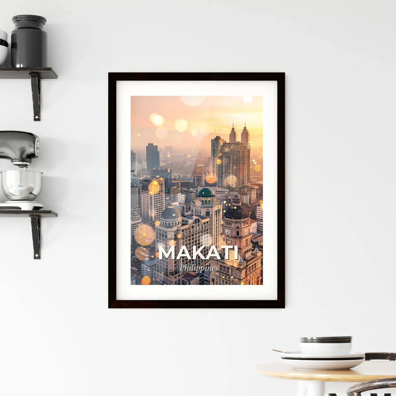 Makati Skyline Double Exposure Art Framed Print