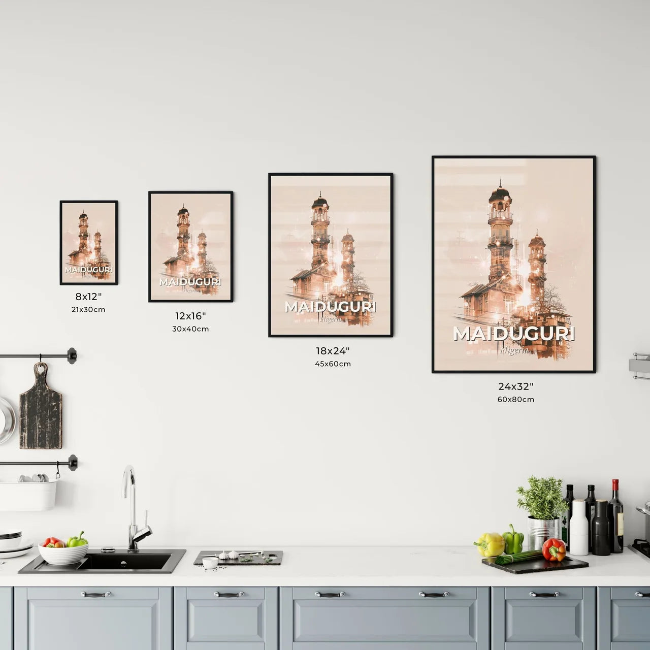 Maiduguri Skyline Double Exposure Cityscape Art Office Art