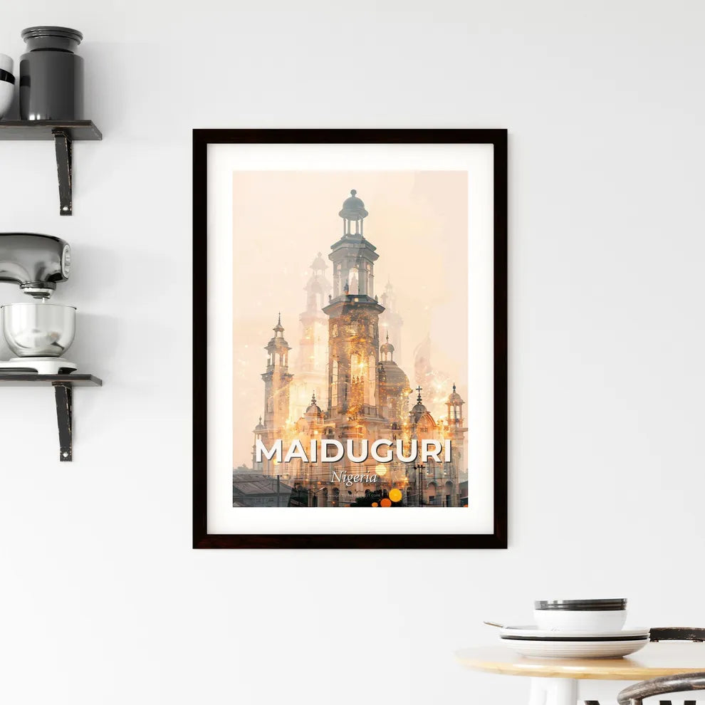 Maiduguri Skyline Double Exposure Art Framed Print