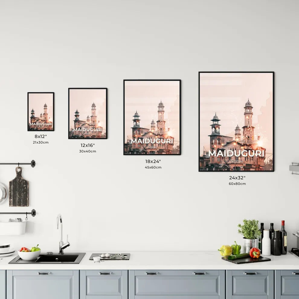 Maiduguri Cityscape Sparkles Poster Office Art