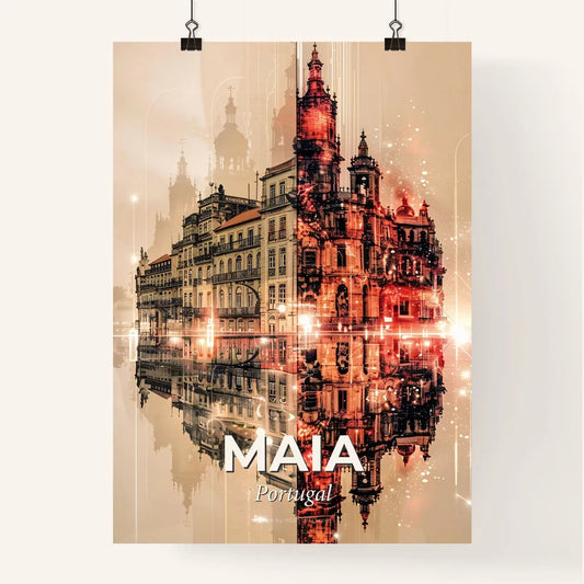 Maia, Portugal: A Captivating Double Exposure Skyline Vista Poster