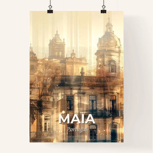 Maia, Portugal: Double Exposure Skyline Art Poster