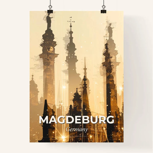 Magdeburg: City Skyline Silhouette Composite Artwork Poster