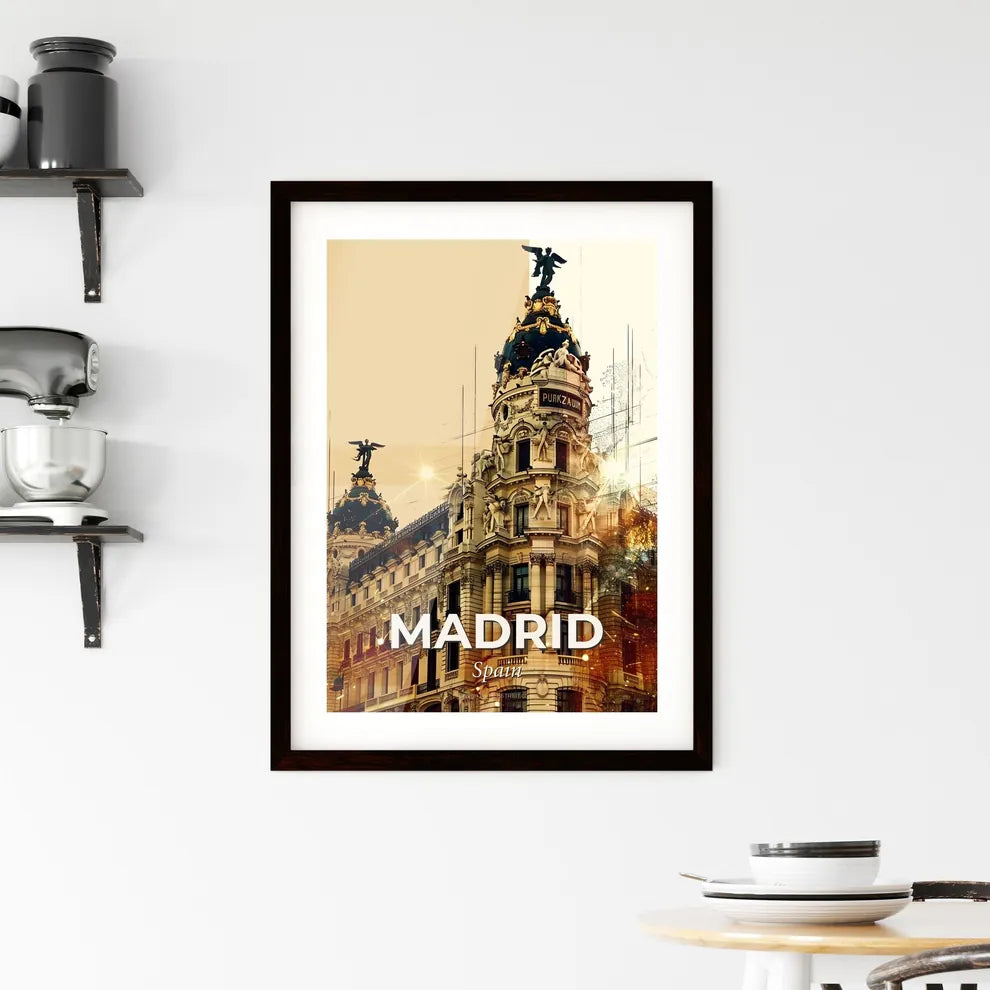 Madrid: Double Exposure City Art Poster Framed Print