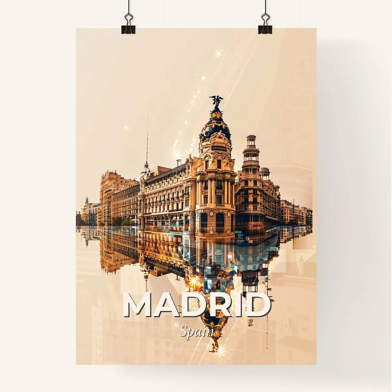 Madrid City Landmarks Double Exposure Poster Poster