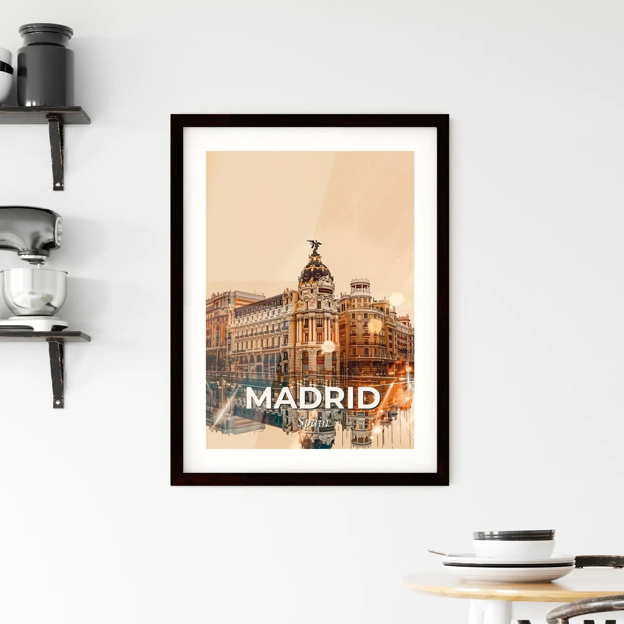 Madrid Skyline Art Print: Iconic Beauty and Sparkle Framed Print