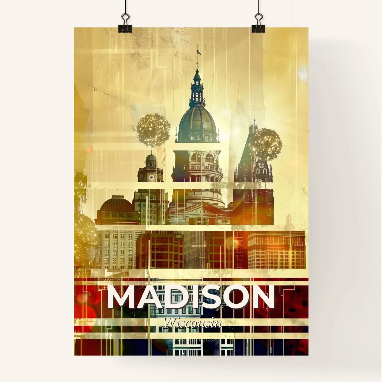 Madison City Skyline Art Composite Poster Poster