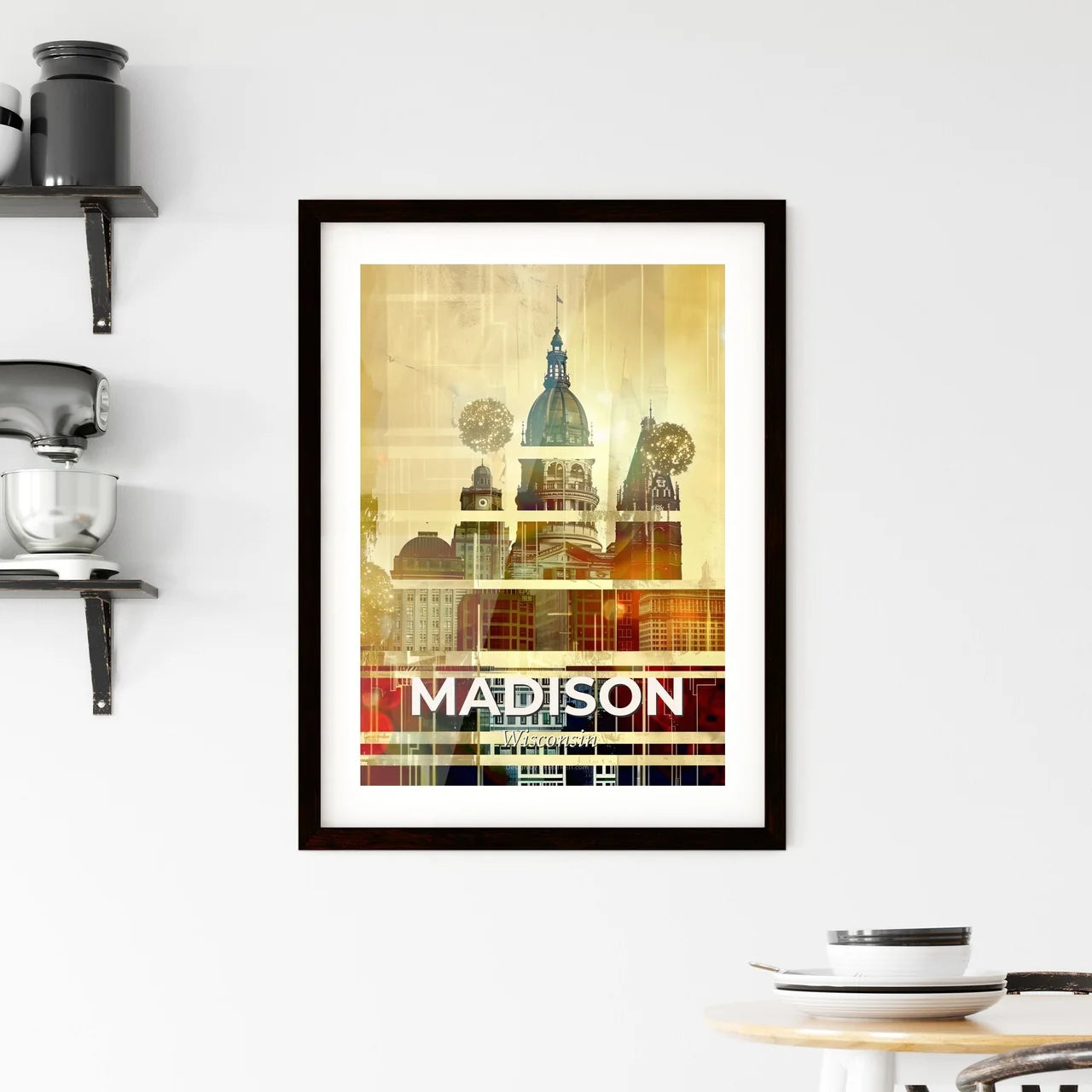 Madison City Skyline Art Composite Poster Framed Print