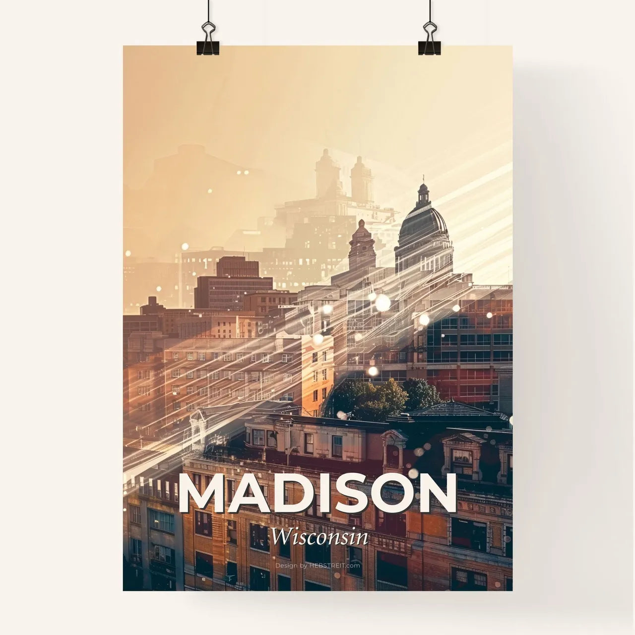 Madison City Skyline Sparkles Art Poster Poster