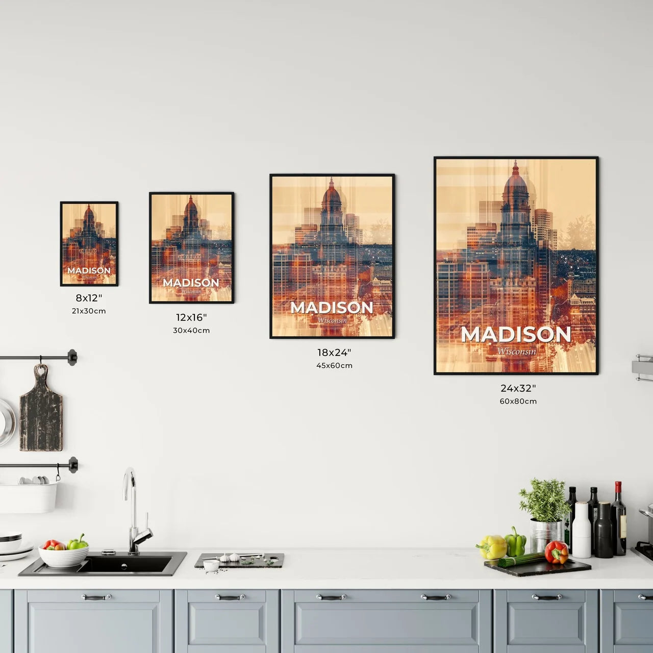 Madison City Skyline Urban Pastel Art Office Art