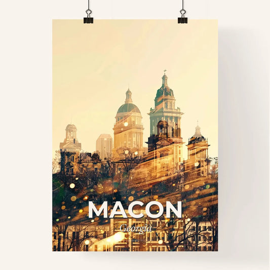 Macon City Skyline Double Exposure Glow Poster