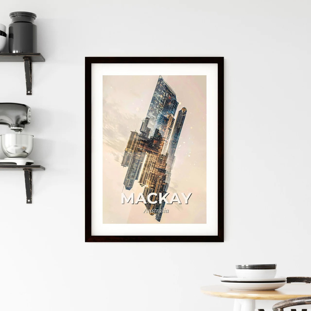 Mackay Skyline Double Exposure Art Print Framed Print
