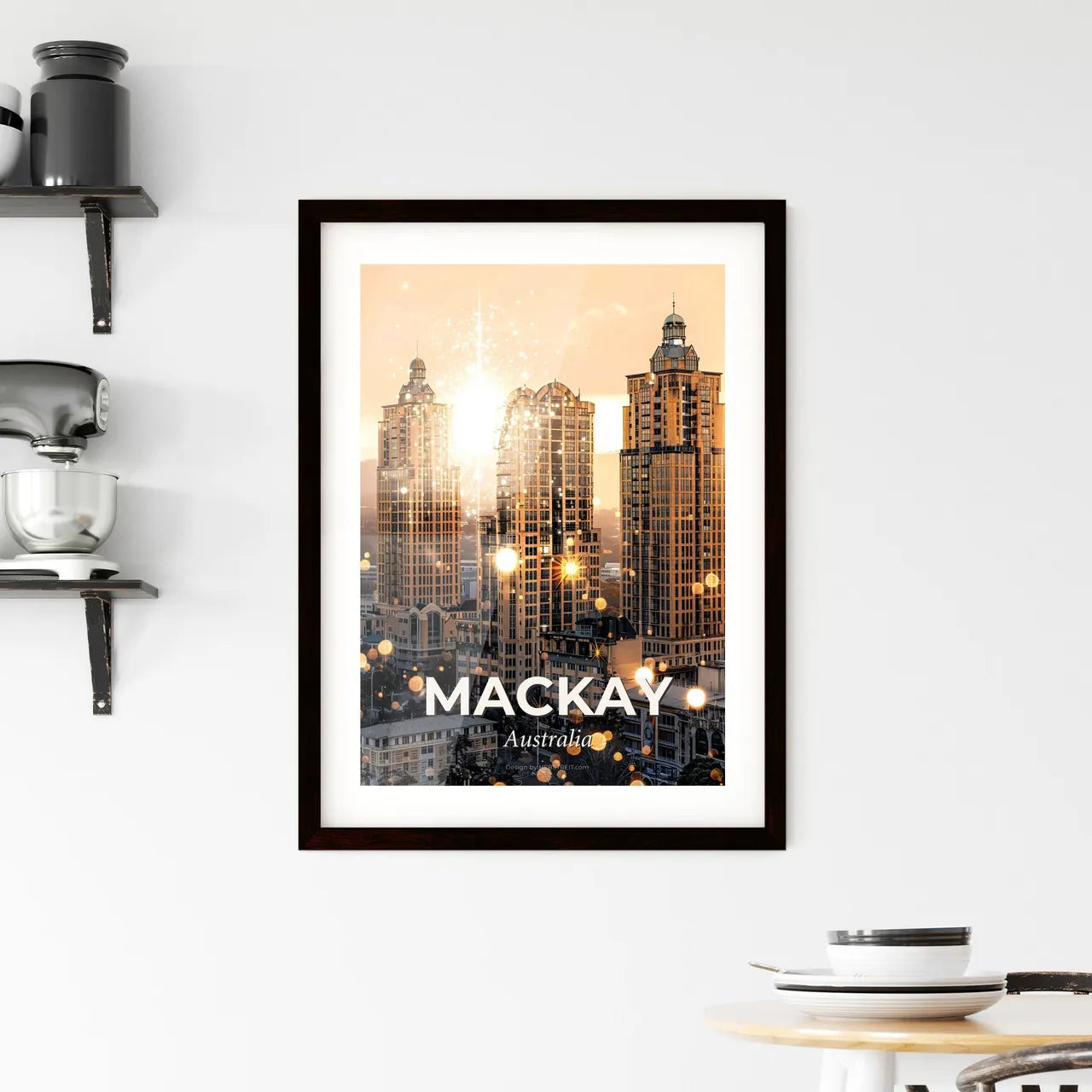 Mackay Skyline Composite Art Poster Framed Print
