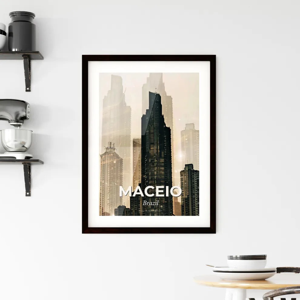 Maceio Skyline Double Exposure Art Decor Framed Print