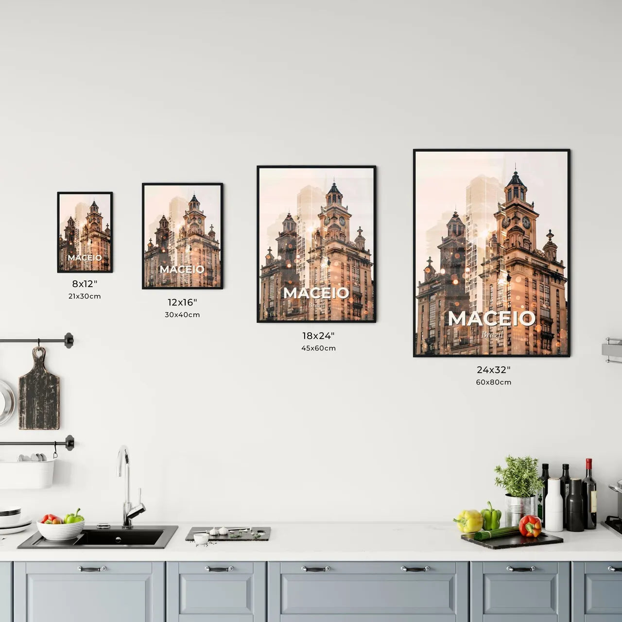 Maceio Skyline, Bright Beige Paper Poster Office Art