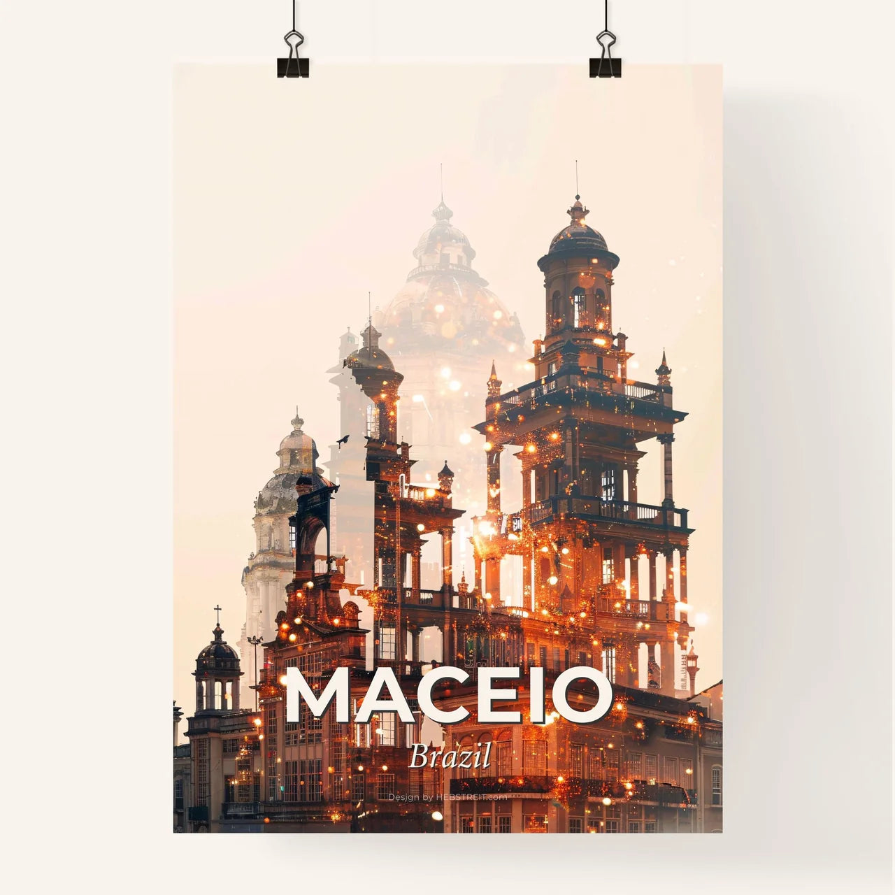 Maceio City Poster: Double Exposure Skyline Art Poster