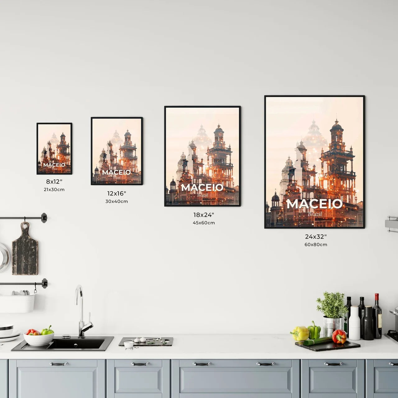 Maceio City Poster: Double Exposure Skyline Art Office Art