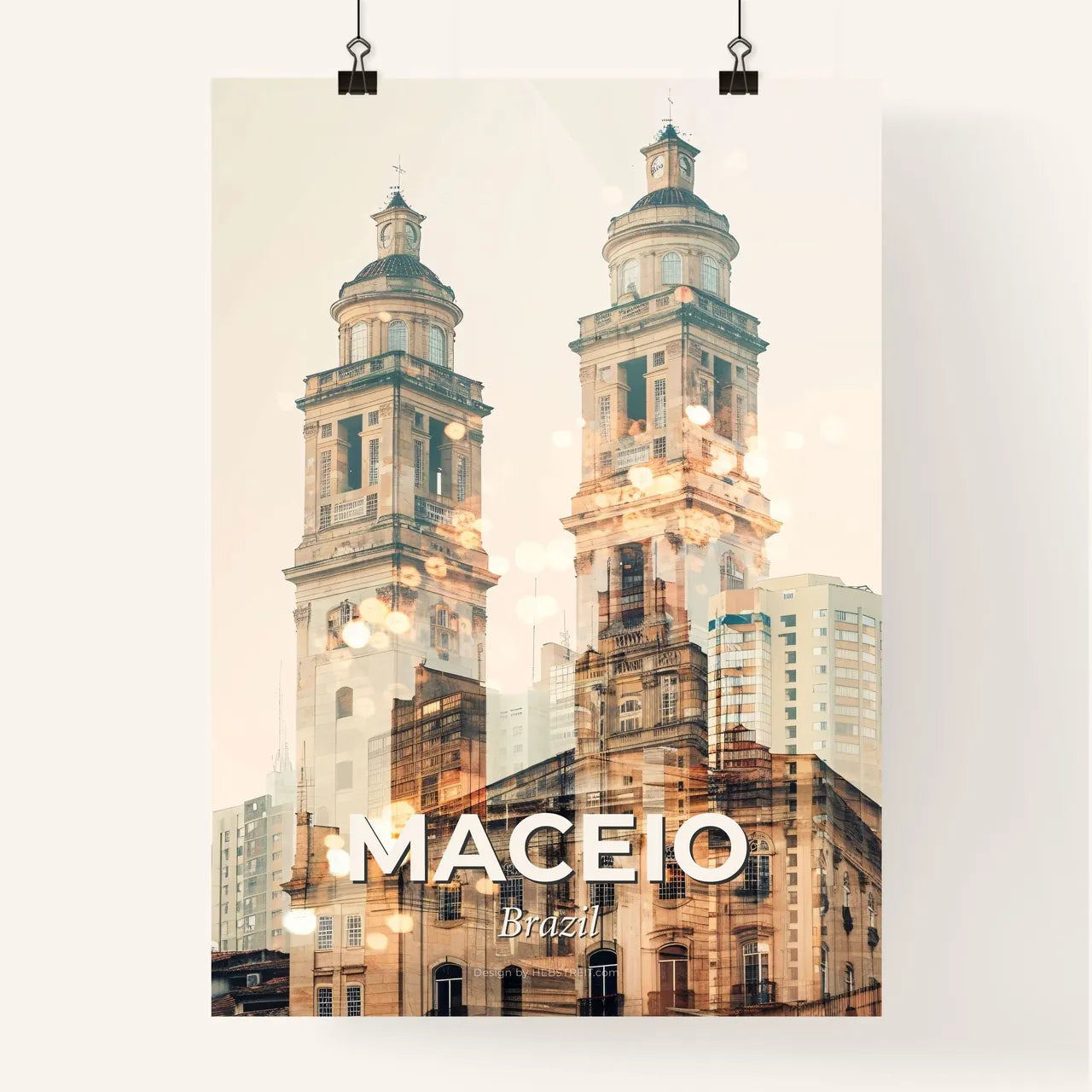 Maceio: Double Exposure Architectural Skyline Symphony Poster