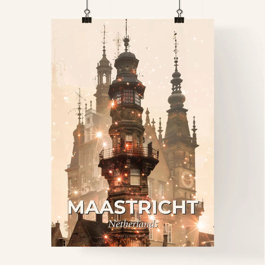 Maastricht City Skyline Double Exposure Art Poster Poster