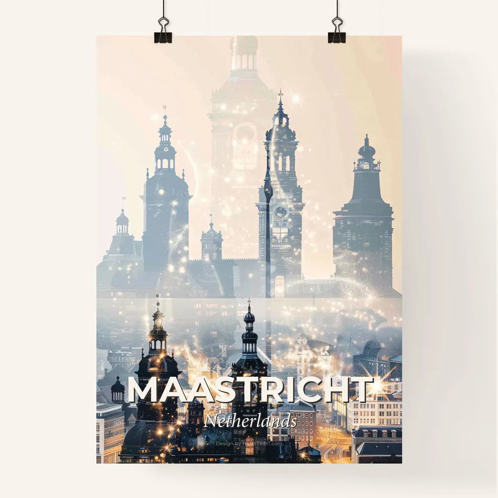 Maastricht Splendid City Skyline Night Lights Poster Poster