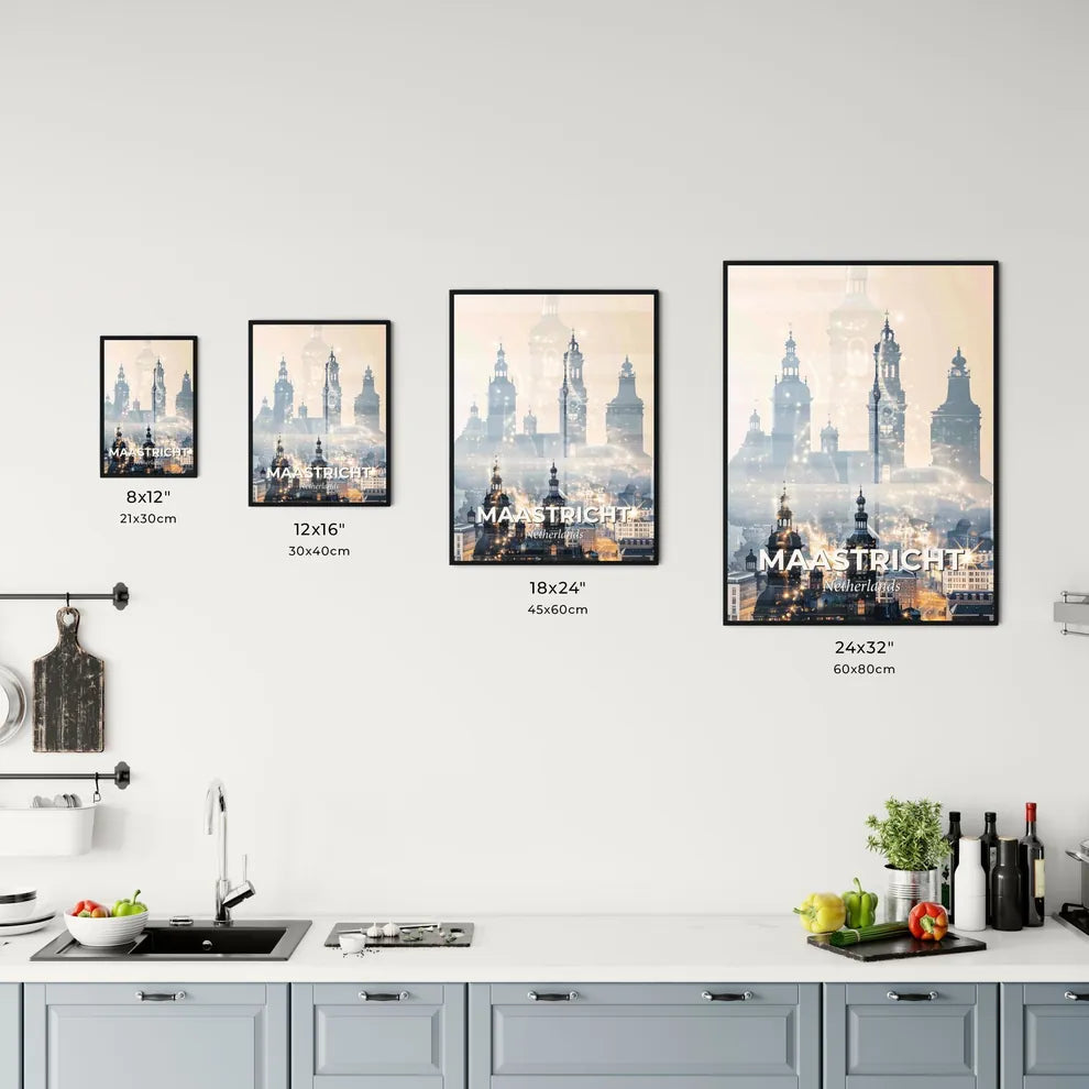 Maastricht Splendid City Skyline Night Lights Poster Office Art