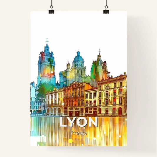 Lyon: Brilliant Beige Skyline Silhouette Poster Poster