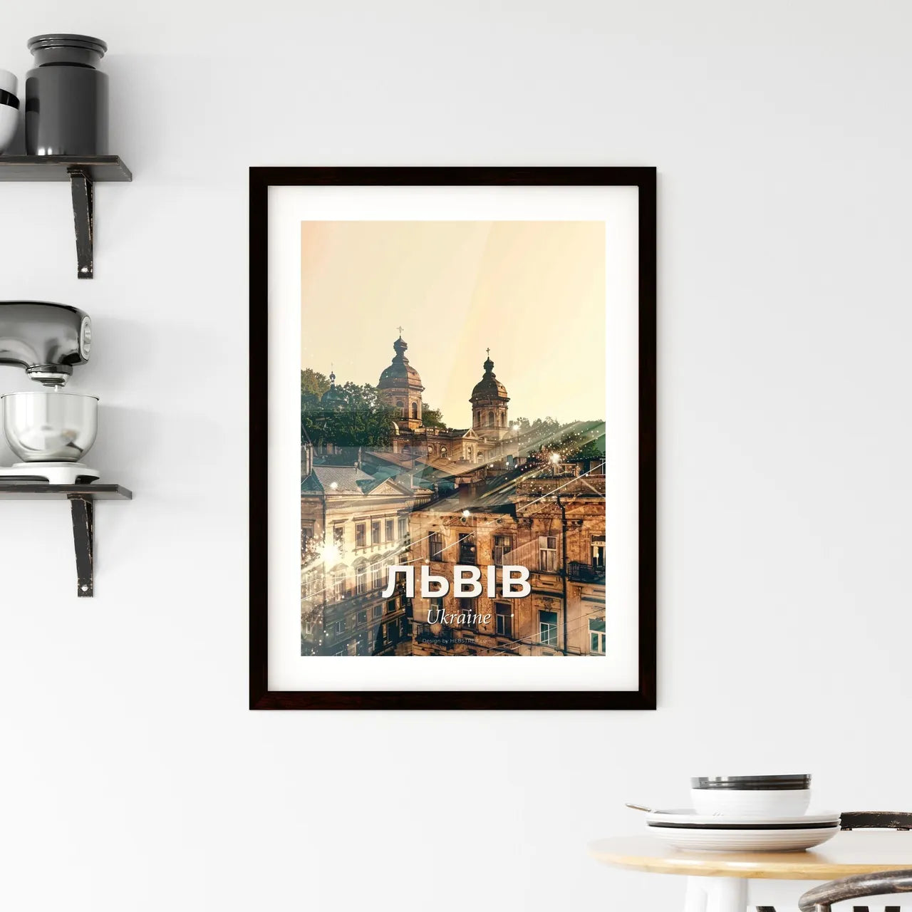 Lviv Cityscape Skyline Composite Art Poster Framed Print