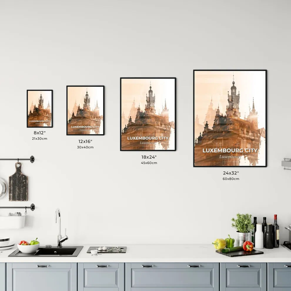 Luxembourg City Skyline Double Exposure Art Office Art