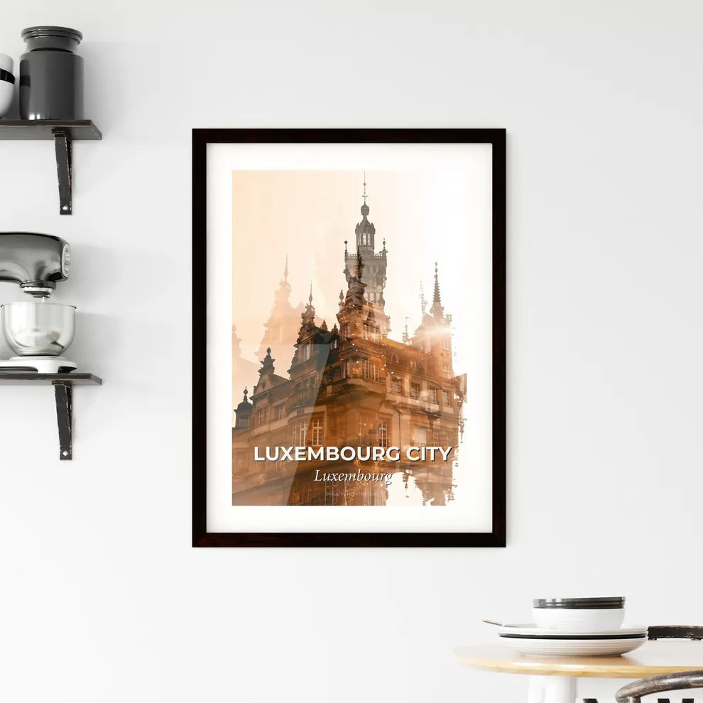 Luxembourg City Skyline Double Exposure Art Framed Print