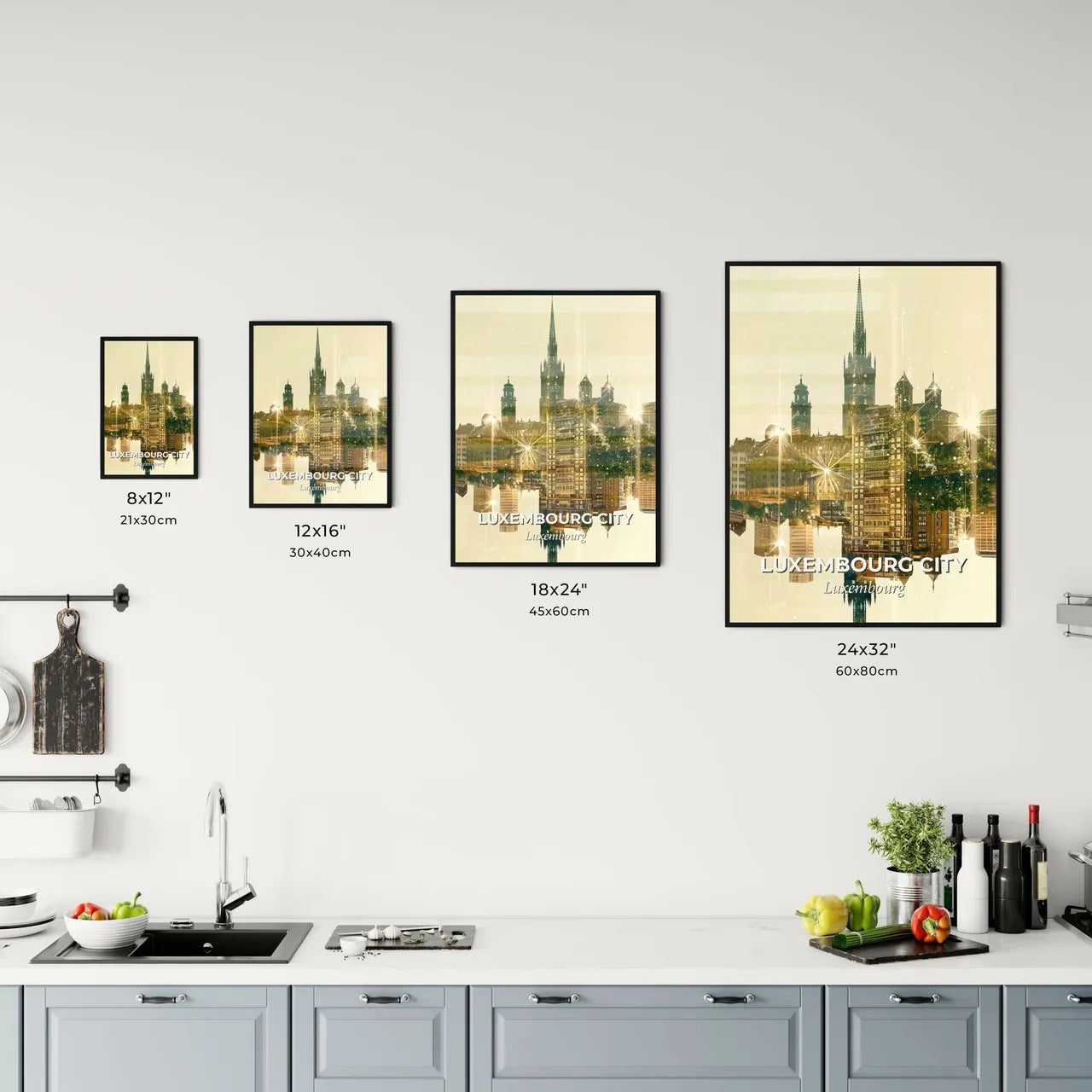 Luxembourg City Skyline Double Exposure Art Office Art