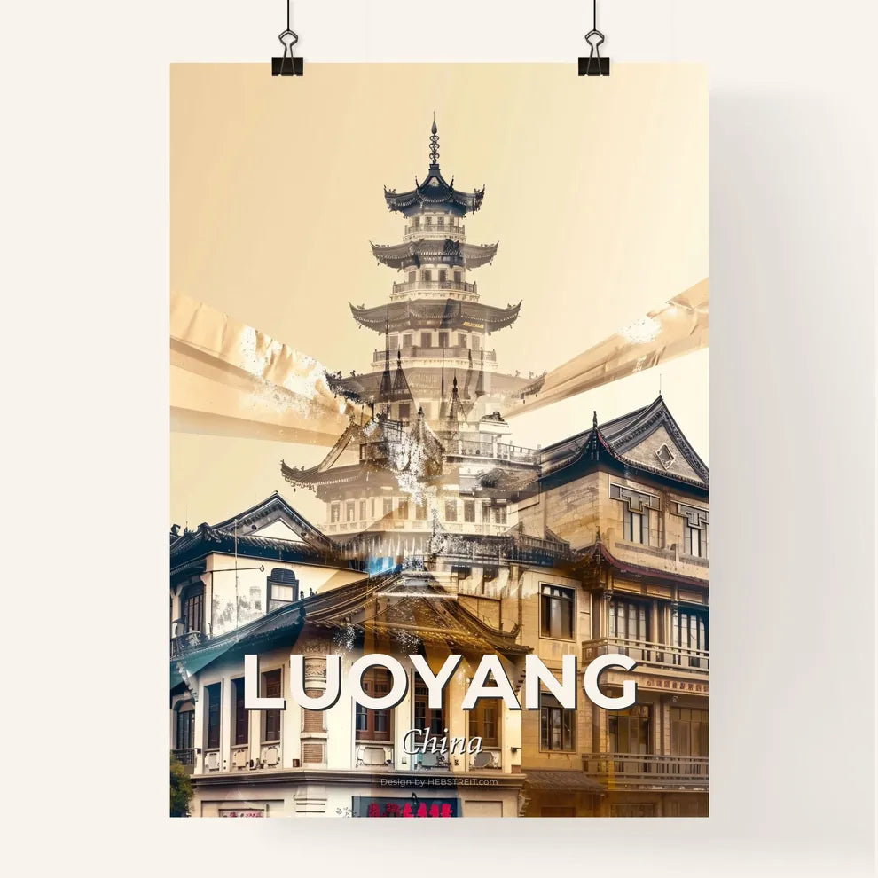 Luoyang Double Exposure Skyline Cityscape Art Print Poster