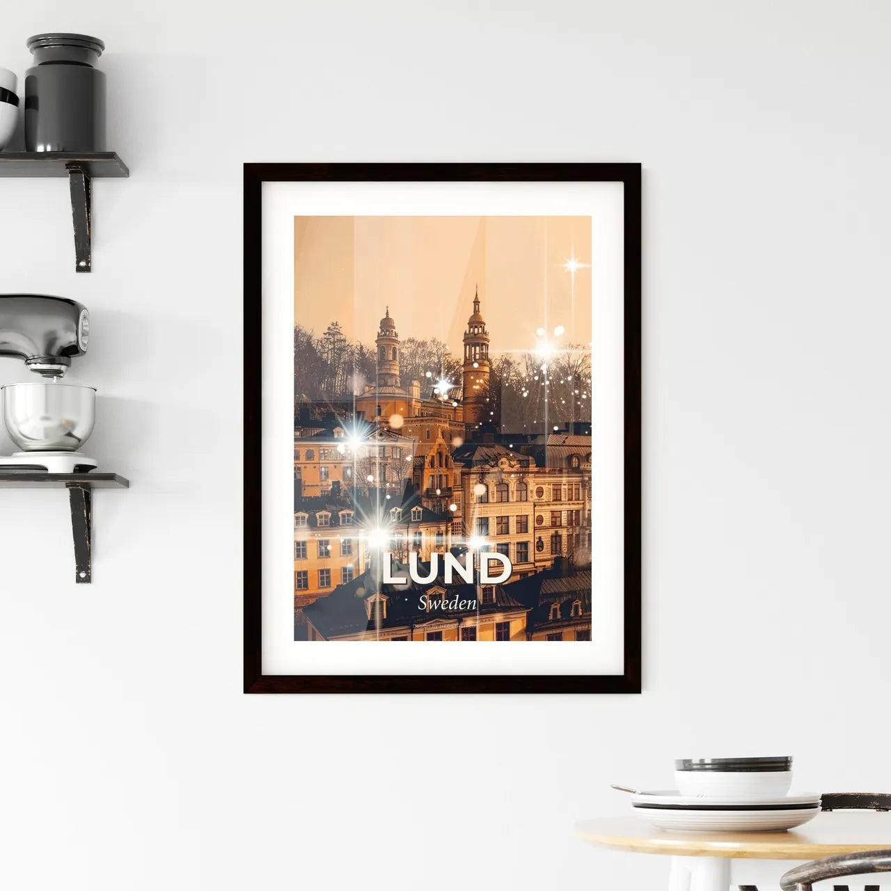 Lund Lights—Cityscape Artwork Sparkles Framed Print
