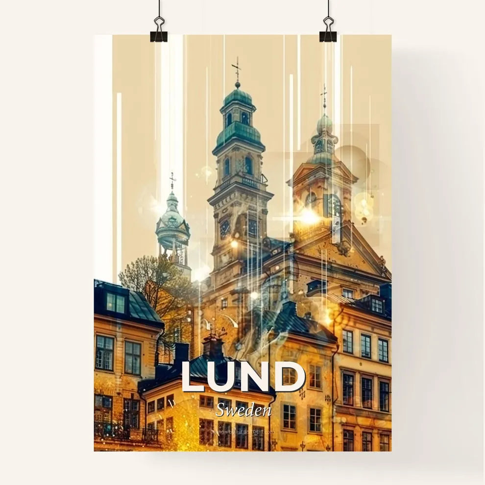 Lund City Skyline Dreamy Art Print Poster