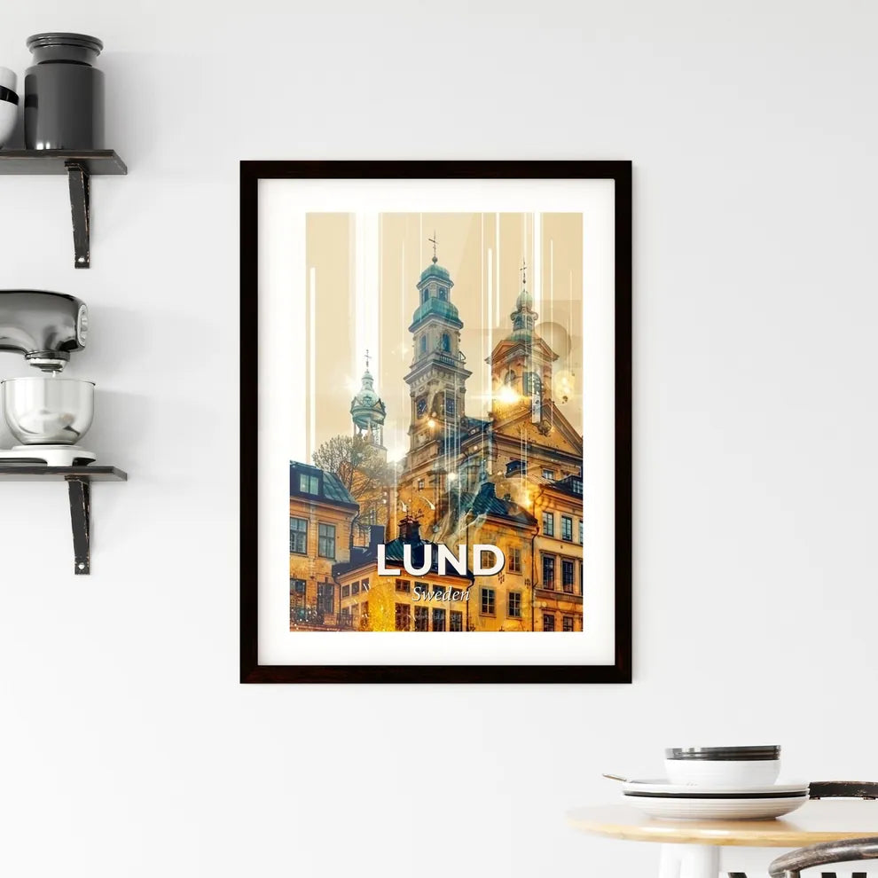 Lund City Skyline Dreamy Art Print Framed Print