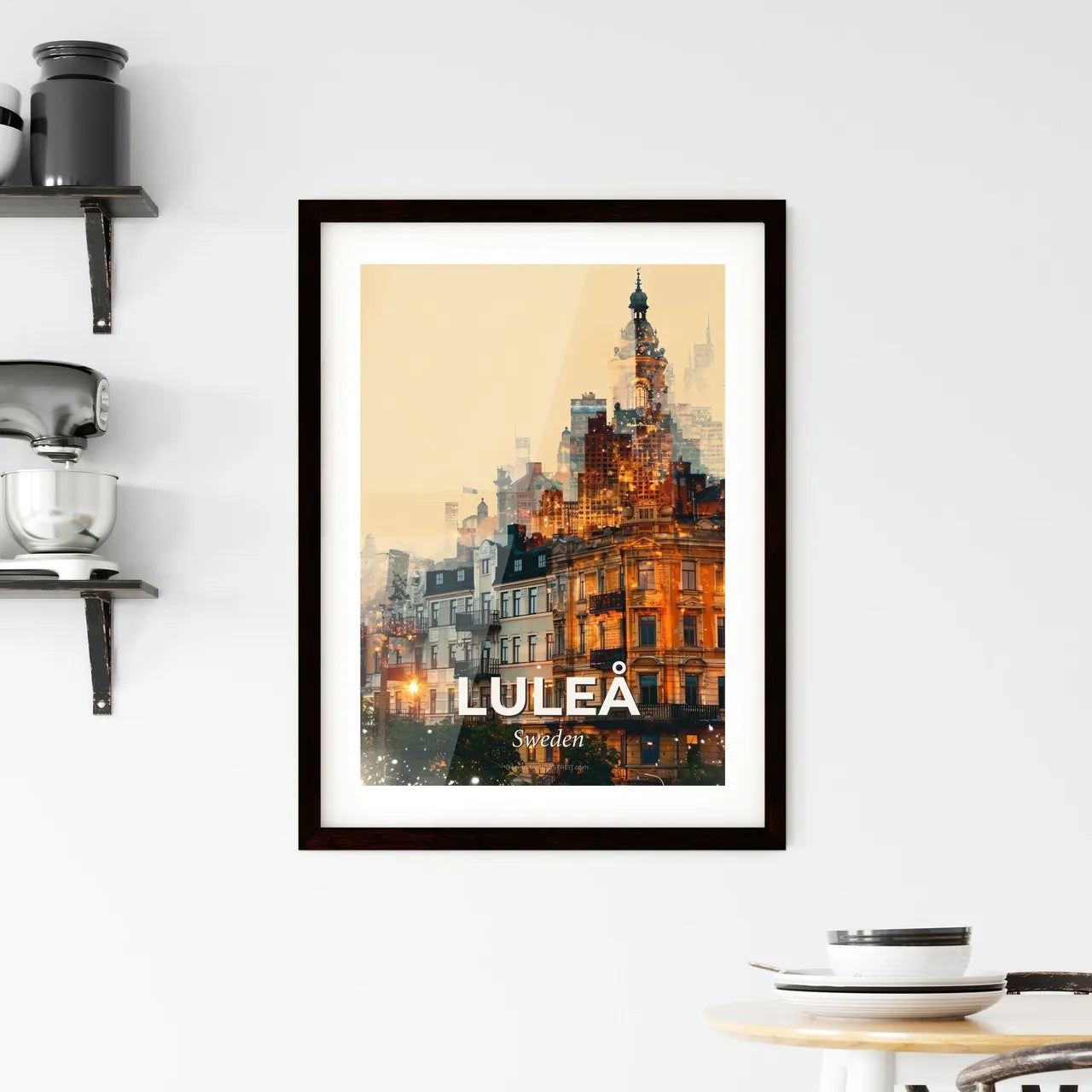 Luleå Dreamy Double Exposure Skyline Framed Print