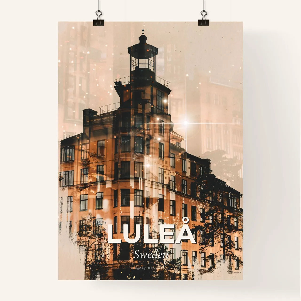 Luleå City Double Exposure Poster Art Poster