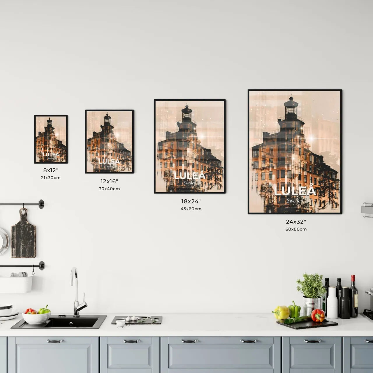 Luleå City Double Exposure Poster Art Office Art