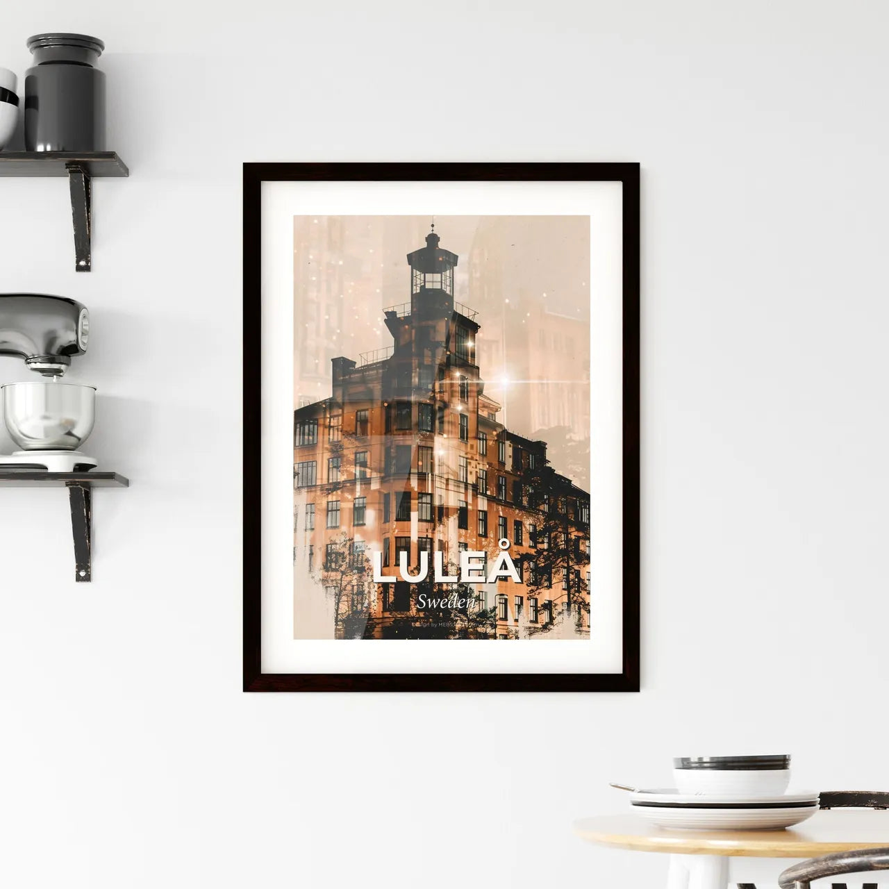Luleå City Double Exposure Poster Art Framed Print