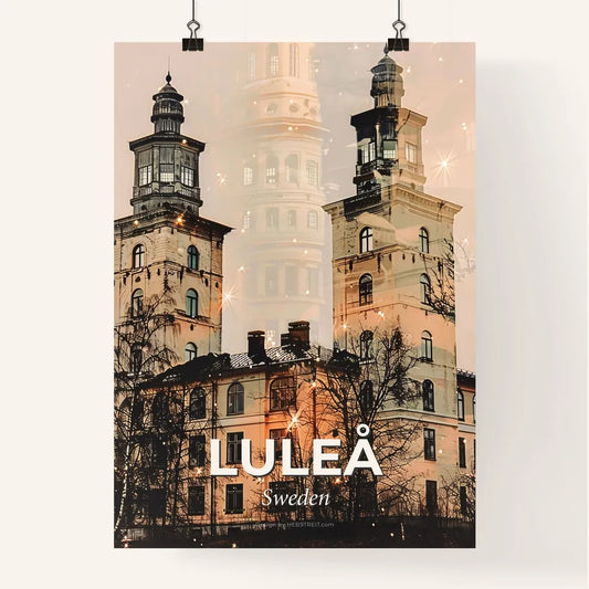 Luleå Sverige Skyline Poster Panorama Night Poster