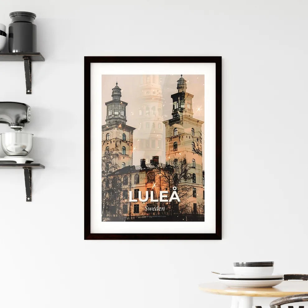 Luleå Sverige Skyline Poster Panorama Night Framed Print