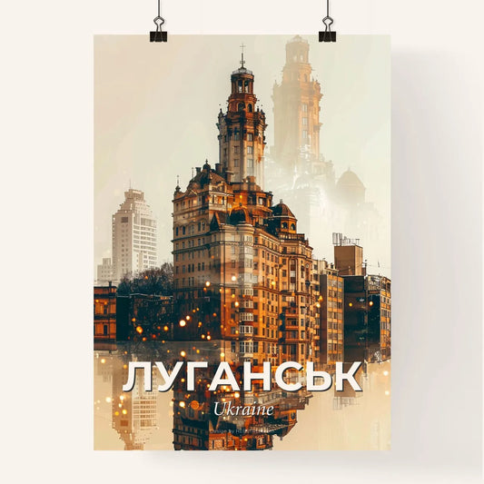 Luhansk City Skyline Icons on Bright Paper Poster