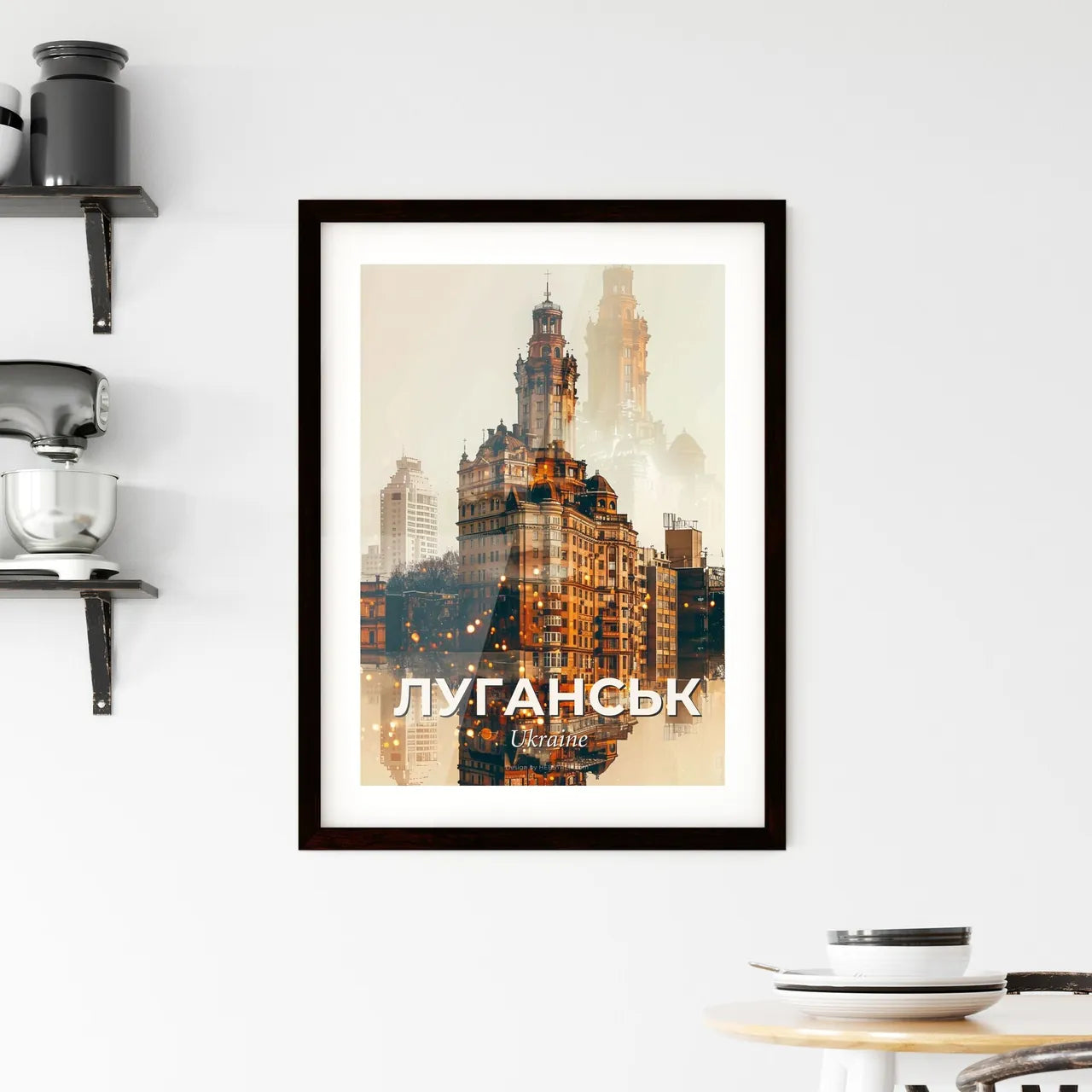 Luhansk City Skyline Icons on Bright Paper Framed Print