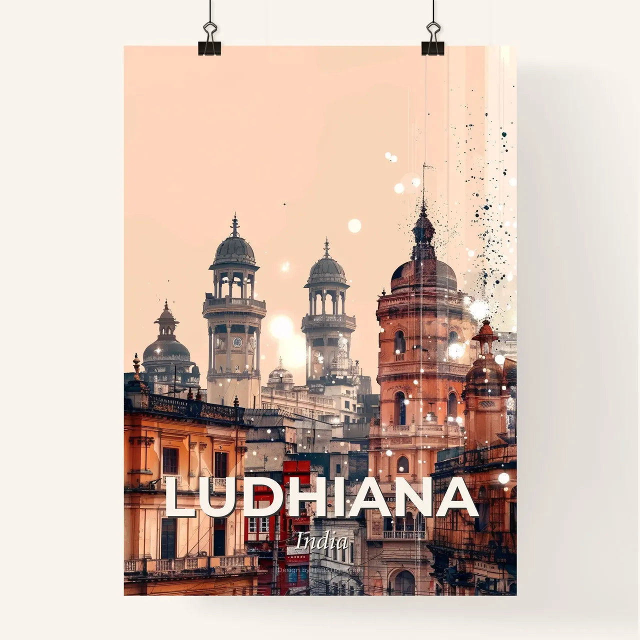 Ludhiana City Skyline Double Exposure Art Poster