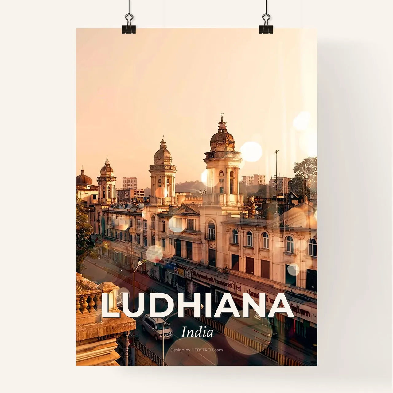 Ludhiana India City Night Sparkle Architectural Art Poster