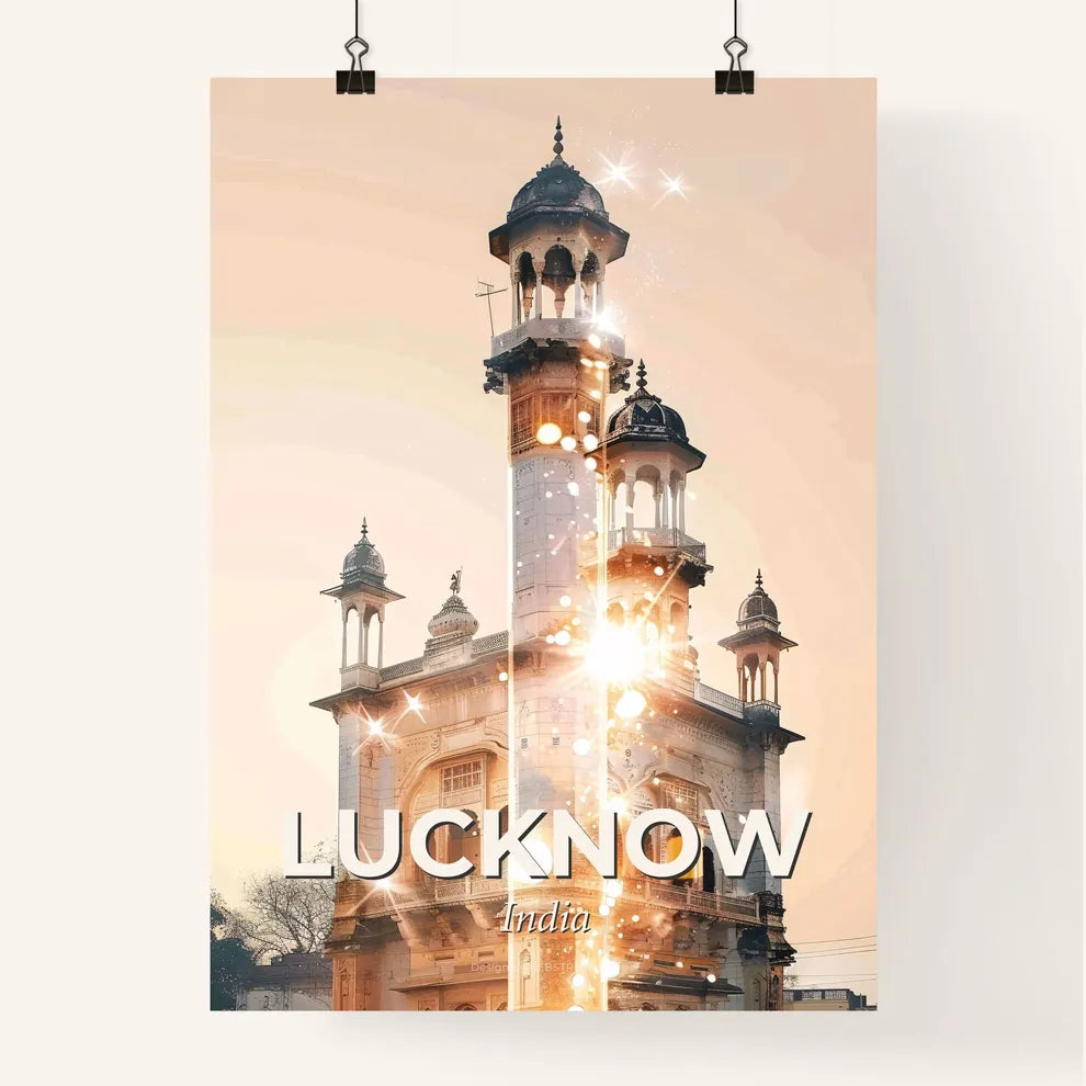 Lucknow Skyline: Iconic Architecture in a Beige Canvas Poster