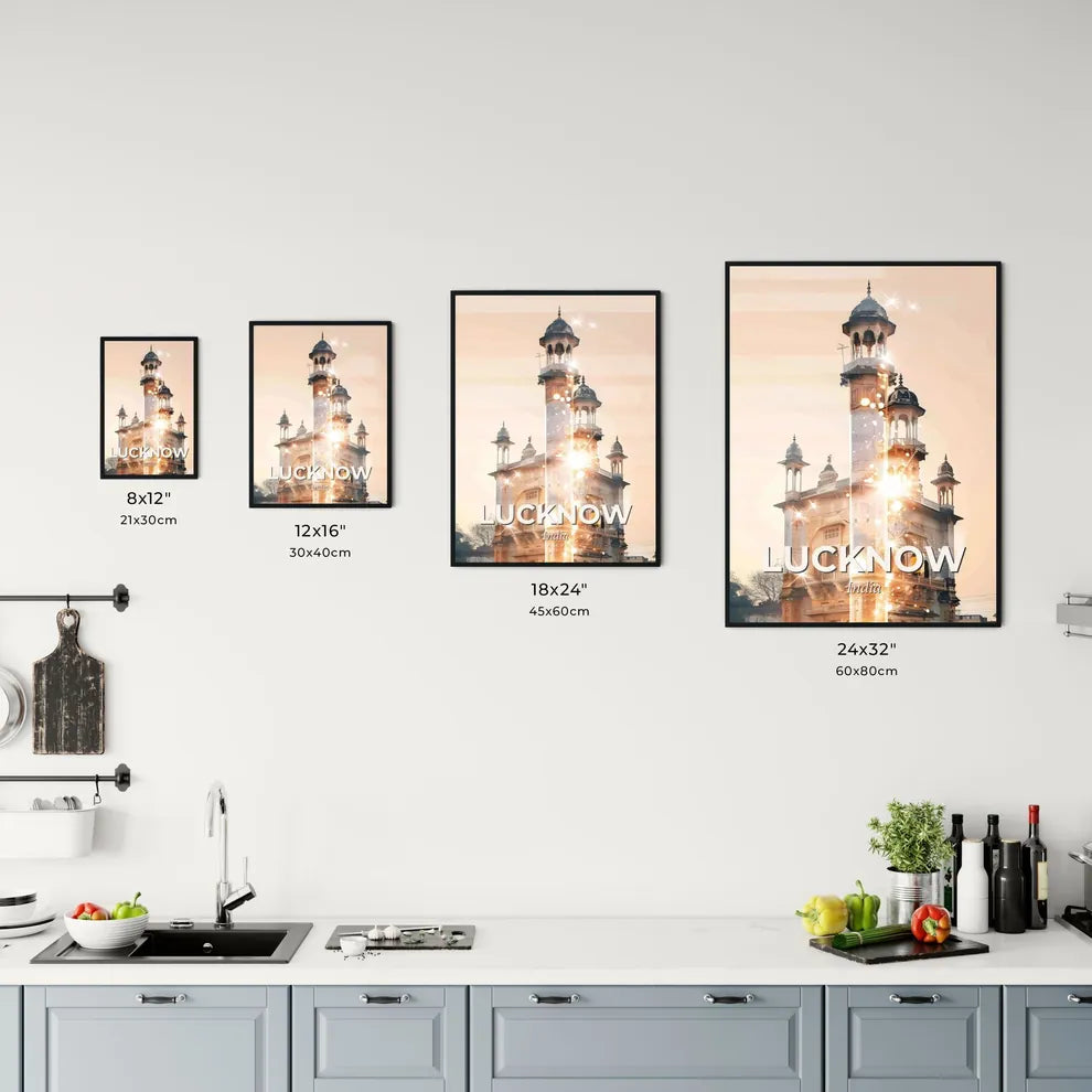 Lucknow Skyline: Iconic Architecture in a Beige Canvas Office Art