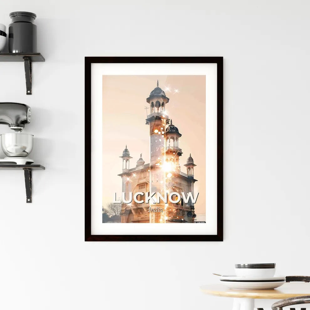 Lucknow Skyline: Iconic Architecture in a Beige Canvas Framed Print