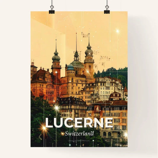 Lucerne Cityscape Skyline Composite Art Poster Poster