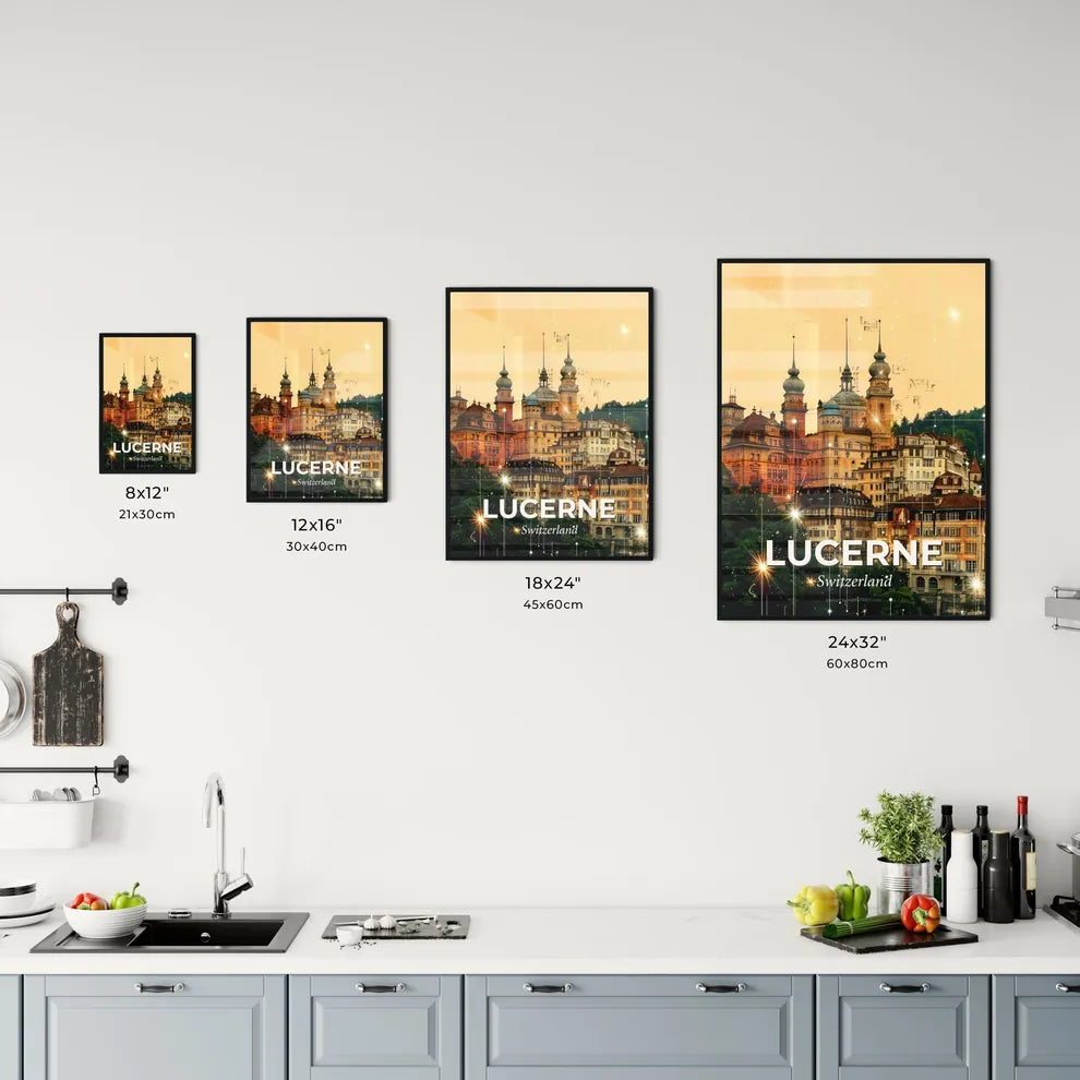 Lucerne Cityscape Skyline Composite Art Poster Office Art