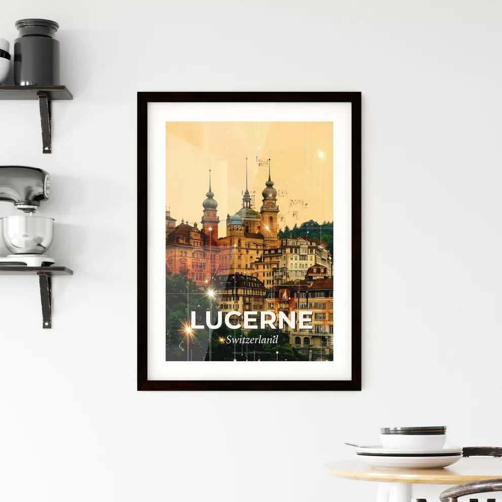 Lucerne Cityscape Skyline Composite Art Poster Framed Print